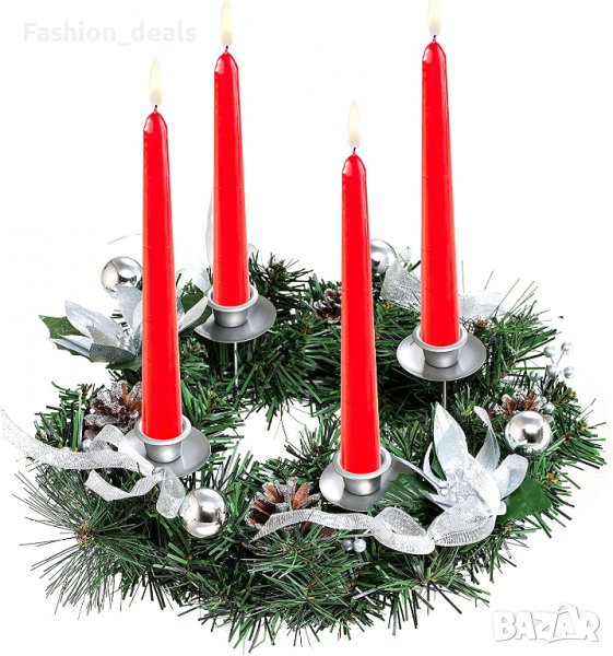 Нов коледен венец държач за свещи Украса за маса Декорация Коледа Свещник, снимка 1