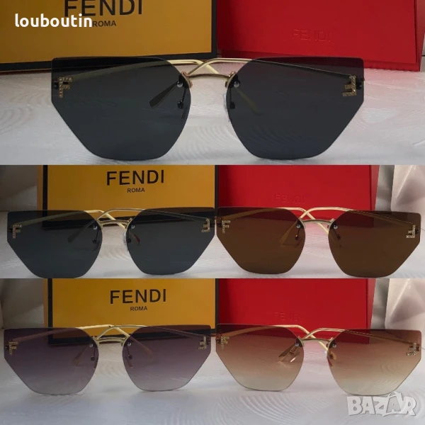 Fendi Дамски слънчеви очила осмоъгълни котка черни кафяви сини, снимка 1