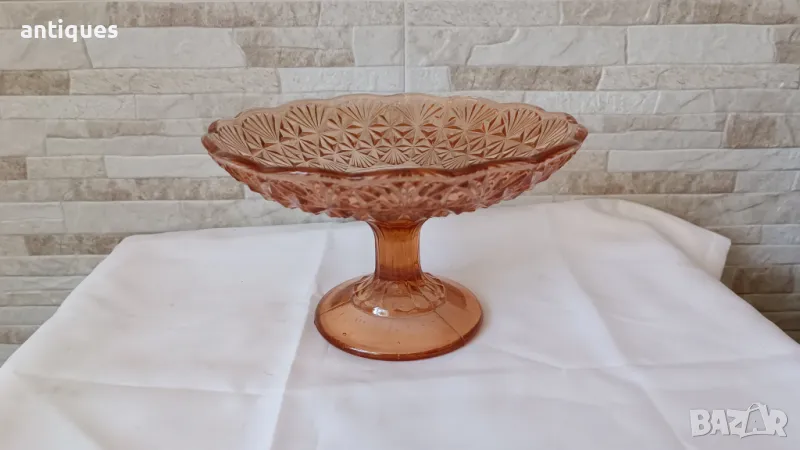 Стъклена фруктиера от соц-а - цветно стъкло, снимка 1