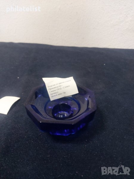 Свещник - синьо стъкло, снимка 1