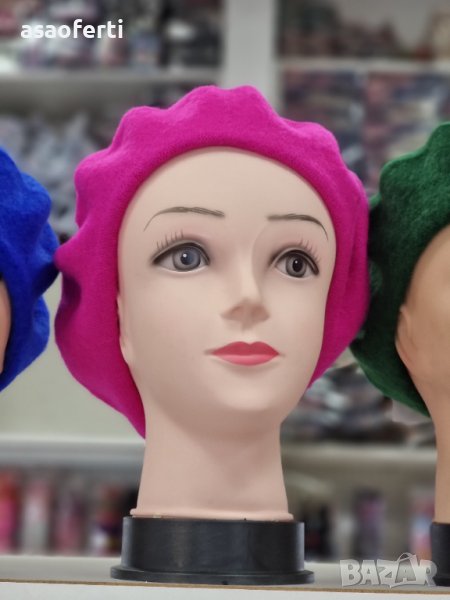 Шапка барета в цикламен цвят , снимка 1