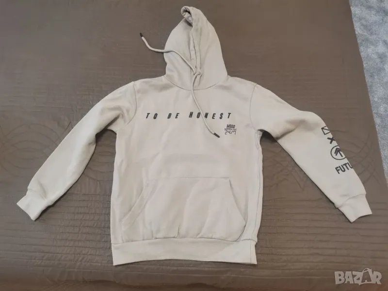 Бял мъжки суичър Bershka размер XS EU, снимка 1