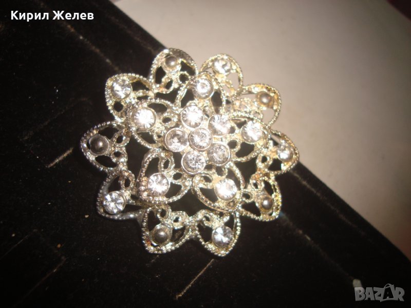 СРЕБРИСТА ФЛОРАЛНА КРАСИВА РЕТРО АРТ ДЕКО БРОШКА с КАМЪНИ 17546, снимка 1