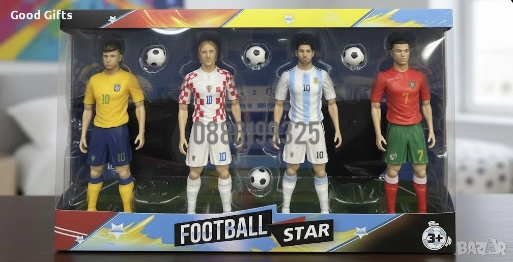 Голям комплект 4 броя фигурки Футболисти Messi Ronaldo и др., снимка 1
