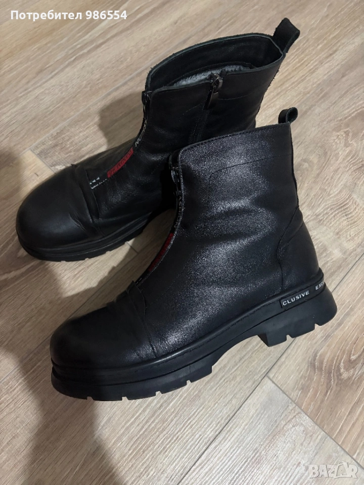 Дамски боти черни естествена кожа размер 41, снимка 1