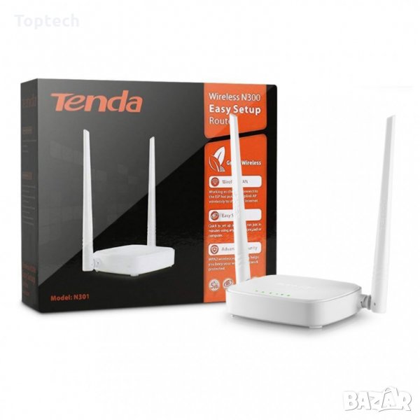 Wireless router. Model: Tenda N301, 300Mbp/s, снимка 1