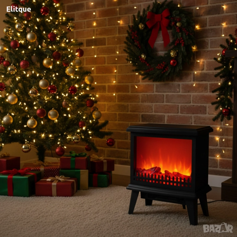 Декоративна коледна камина с реалистичен ефект на горящ огън, снимка 1