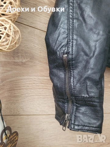 Черно яке естествена кожа HEMA , снимка 3 - Якета - 54318002