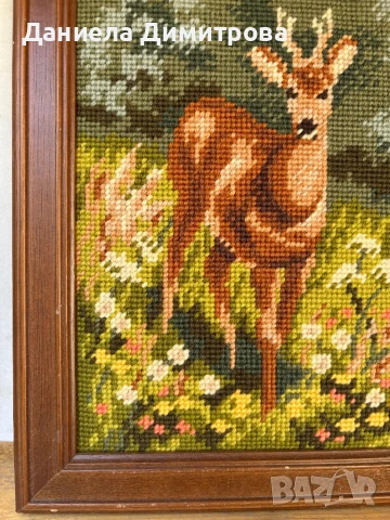 Гоблен, елен, снимка 3 - Гоблени - 51363421