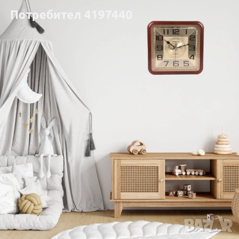 Стенен квадратен часовник - Безшумен, снимка 3 - Стенни часовници - 52815238