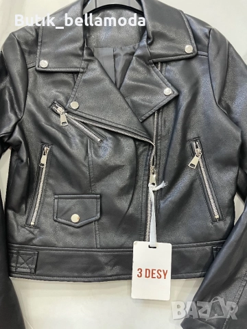 Ново черно кожено яке , снимка 4 - Якета - 51561807