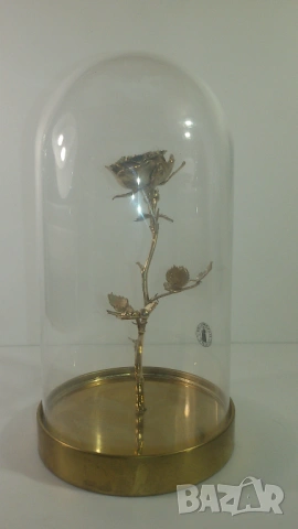 Метална златиста роза в стъклен купол, снимка 12 - Декорация за дома - 53371919