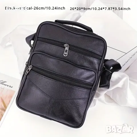 Ежедневна, Универсална, Много голяма практична кожена чанта / Черна Естествена кожа!