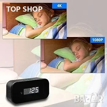 Igzyz шпионска камера WiFi, 4K/1080P часовникова скрита безжична камера с нощно виждане, снимка 5 - Камери - 48697772