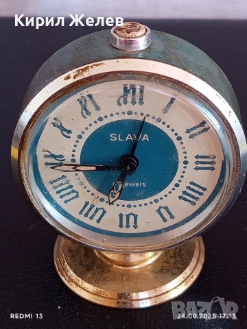 Винтидж механичен будилник СЛАВА СССР рядък с римски цифри 51128, снимка 7 - Антикварни и старинни предмети - 51823829