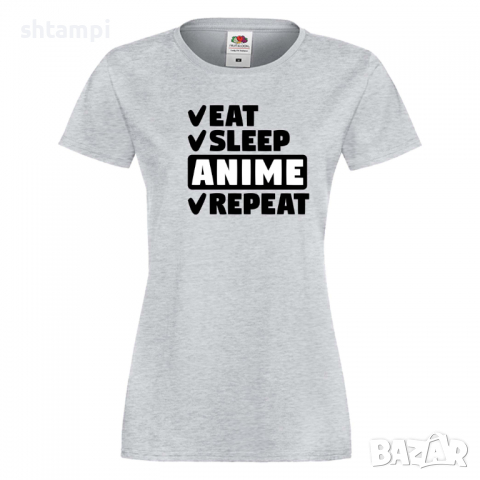 Дамска тениска Anime,Eat,Sleep,Anime,Repeat,Ядене,Спане,Подарък, снимка 5 - Тениски - 36420002