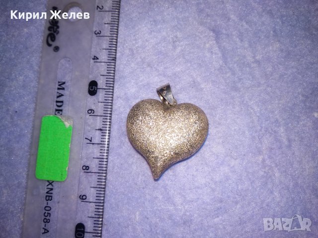 СРЕБЪРЕН МЕДАЛЬОН СЪРЧИЦЕ СРЕБРО 925 с БЯЛА ПОЗЛАТА РОМАНТИЧЕН АРТ ПЕНДАНТ 36401, снимка 9 - Колиета, медальони, синджири - 39535607