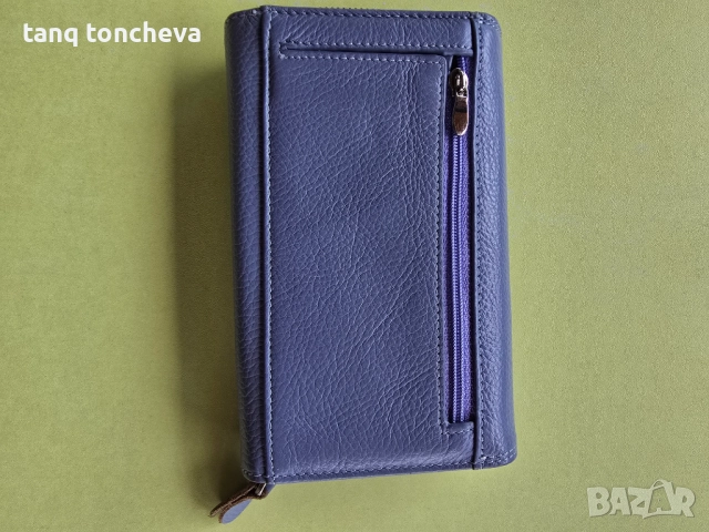 Лилаво портмоне от естествена кожа , снимка 2 - Портфейли, портмонета - 51467645