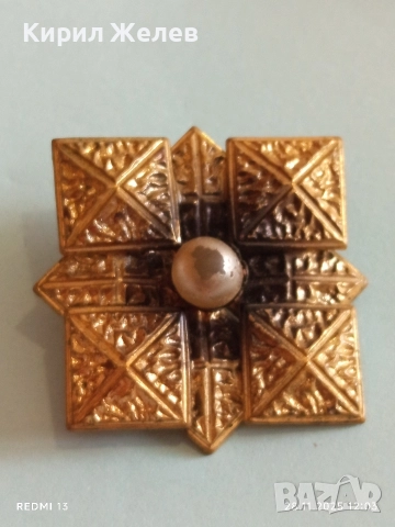 Винтидж брошка с центална перла и геометрични фигури 33962, снимка 6 - Други - 52571750