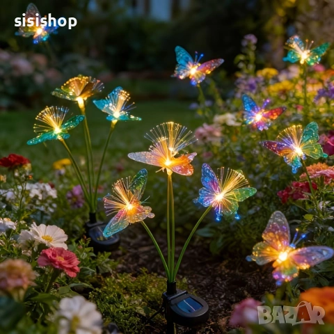 Декоративни соларни лампи с пеперуди – Водоустойчиви RGB цветове, идеални за цветни лехи и алеи 4986, снимка 11 - Декорация за дома - 54070683