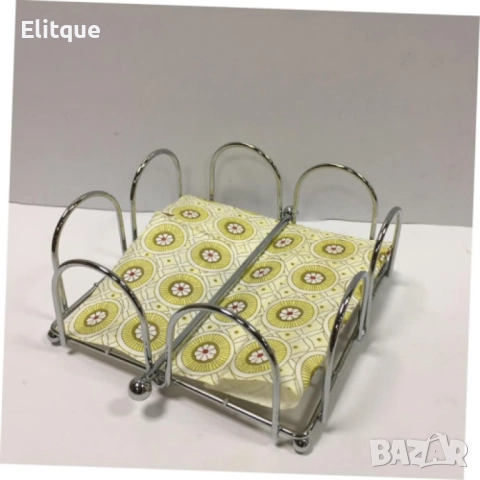 Луксозен метален салфетник в сребристо, ‎18,5 x 1 x 7,62 cm, снимка 2 - Други стоки за дома - 52901370