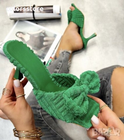 Чехли на ток - зелени - SL56, снимка 2 - Чехли - 31751251