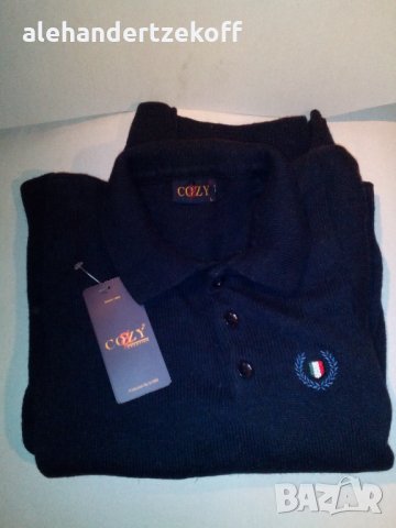 Мъжка поло блуза с дълъг ръкав и яка   cozy