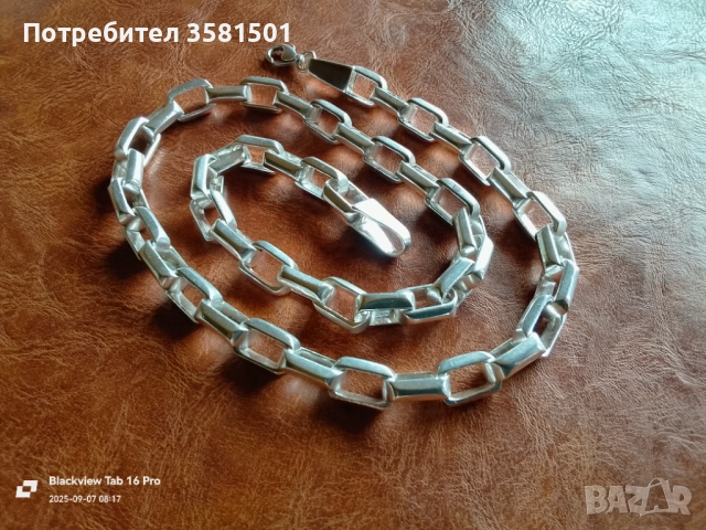 157/Сребърен Синджир Поръчкова плетка-145грама.🇧🇬, снимка 4 - Колиета, медальони, синджири - 51630233