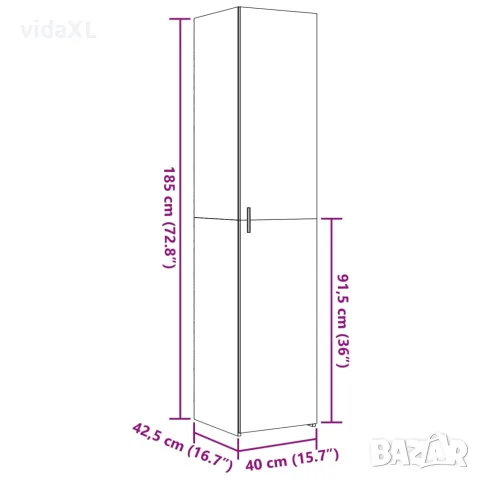 vidaXL Висок шкаф, опушен дъб, 40x42,5x185 см, инженерно дърво, снимка 10 - Бюфети - 56146871