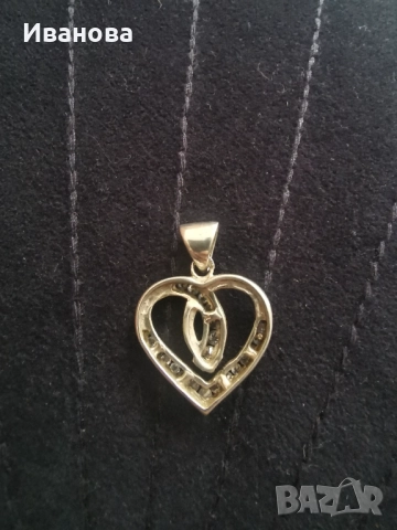 Сребърна висулка сърце, снимка 2 - Колиета, медальони, синджири - 52350562