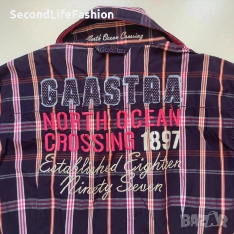 Дамска карирана риза GAASTRA North Ocean Crossing, размер S лилава с копчета, снимка 6 - Ризи - 52516570