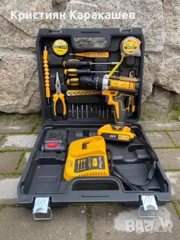 Ударен Винтоверт Kraftroyal 36V 8Ah с инструменти, снимка 5 - Винтоверти - 49306458