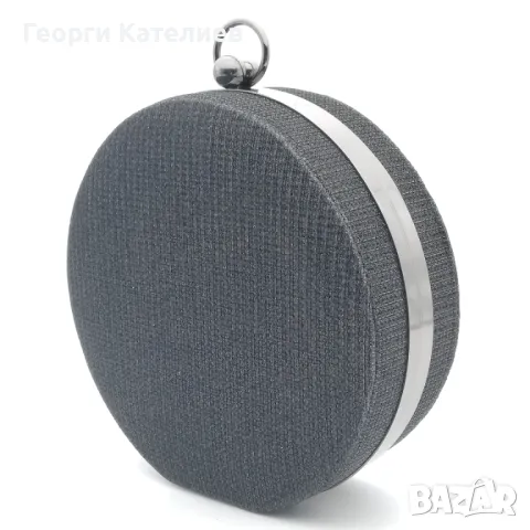 Официална дамска чанта клъч, малка, кръгла, черна, твърда, снимка 3 - Чанти - 48355866