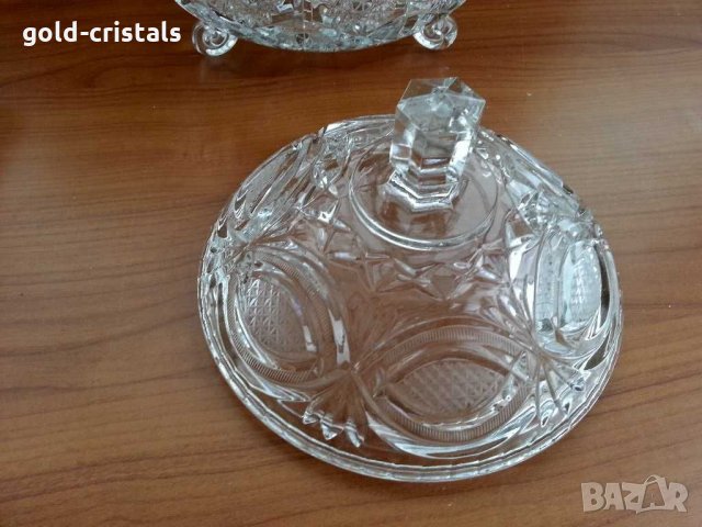Кристална купа с капак, снимка 8 - Антикварни и старинни предмети - 29771756