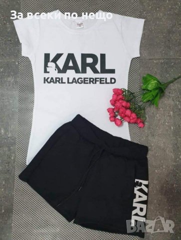 Karl Lagerfeld дамски летен екип - тениска и къси панталонки реплика, снимка 1 - Спортни екипи - 36899291
