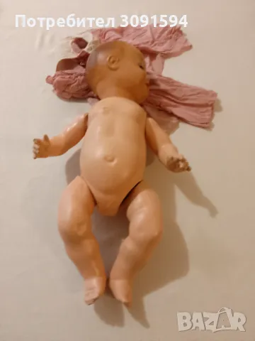 Стара бисквитена кукла с отворена уста и мигащи очи, , снимка 8 - Колекции - 49311586