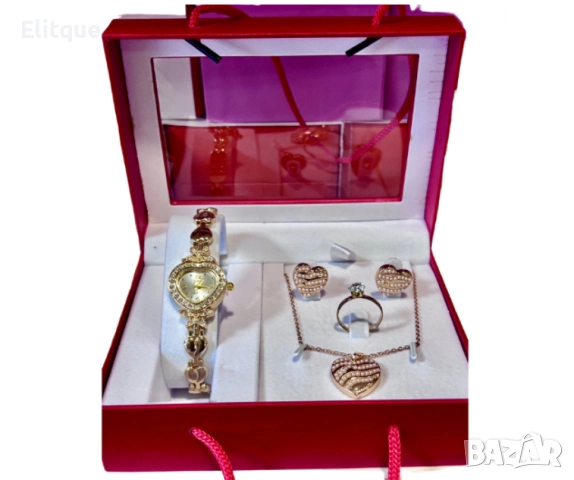 Луксозен дамски комплект часовник с бижута 4в1, идеалният подарък за изискани дами, снимка 4 - Бижутерийни комплекти - 52596649