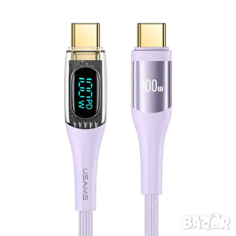 Кабел USAMS US-SJ590 Type-C PD100W с екран 1.2 метра, снимка 9 - USB кабели - 44512731