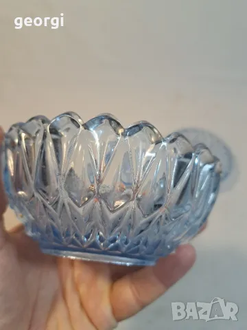 ретро сини стъклени купички   16/4, снимка 5 - Антикварни и старинни предмети - 48987326