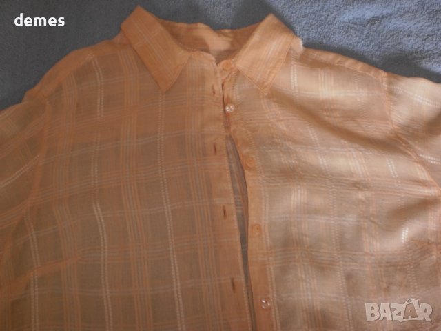 Фина дамска блуза опал къс ръкав, портокалов цвят, размер 48, снимка 2 - Корсети, бюстиета, топове - 37916979