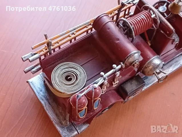 Стара ръчно изработена метална количка пожарна , снимка 10 - Колекции - 55962343