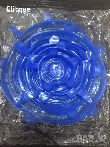 Комплект от 6 броя силиконови капаци за храна 🥣, снимка 2 - Форми - 53285509