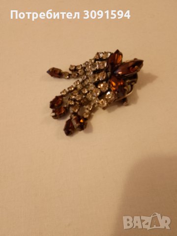Радка брошка Арт Деко -1920г със клипс и игла кристали, снимка 14 - Антикварни и старинни предмети - 44176217
