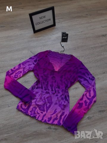 Нова колекция блузка от изключително фина мрежа в неон-розов и лилав цвят на намаление, снимка 2 - Блузи с дълъг ръкав и пуловери - 29440061