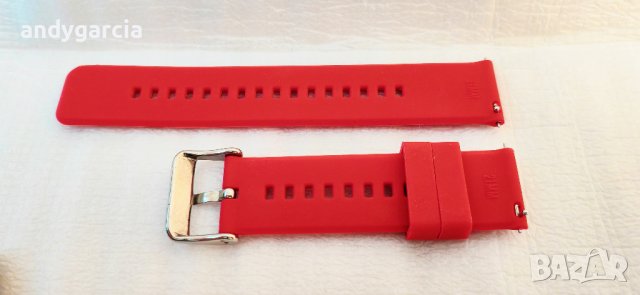  21мм червена силиконова каишка универсална с патенти чисто нова, снимка 2 - Каишки за часовници - 42497909