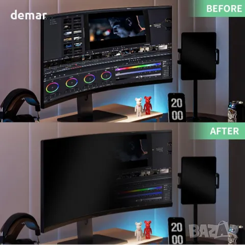 DEJIMAX 27-инчов компютърен екранен филтър за поверителност за 16:9 широкоекранен монитор, 2 броя, снимка 8 - Друга електроника - 48425543