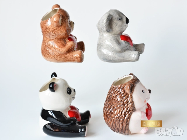 Керамична Саксия Таралеж със Сърце / Декоративна Кашпа за Растения / Подарък за Дете / Кашпа Ежко, снимка 15 - Декорация за дома - 52398832