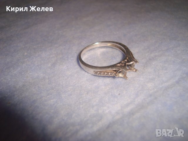 СТАР СРЕБЪРЕН ПРЪСТЕН СРЕБРО 925 с ГНЕЗДА за ИНКРУСТИРАНЕ на 3 СКЪПОЦЕННИ КАМЪЧЕТА 28765, снимка 5 - Пръстени - 37268785