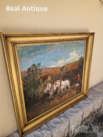 Страхотна майсторска антикварна авторска картина масло върху платно , снимка 5 - Антикварни и старинни предмети - 52012210
