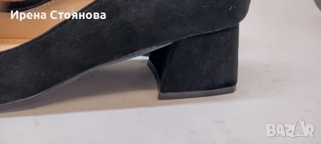 Дамски велурени обувки в черно с нисък ток, 37 номер. Нови., снимка 6 - Маратонки - 49274188